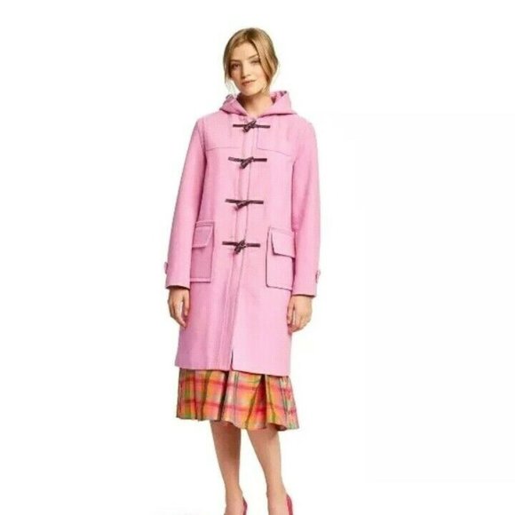 Isaac Mizrahi Hooded Duffle Wool Long Coat - Pink - Picture 3 of 5